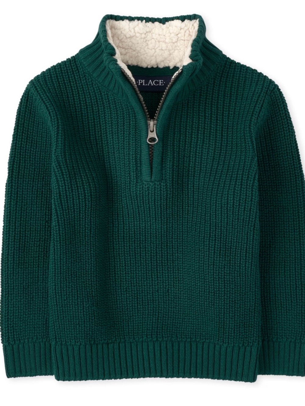 Place Teal Half-Zip Sherpa-Lined Knit Sweater. NWOT, size 4